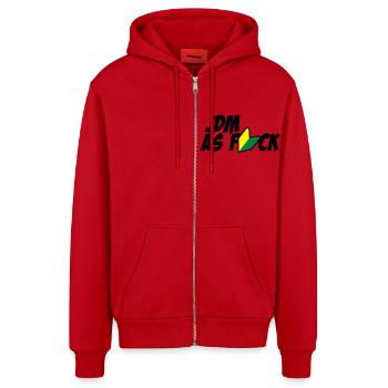 JDM as FUCK - Organic Relaxed Kapuzenjacke Made in EU - Rot - Vorne