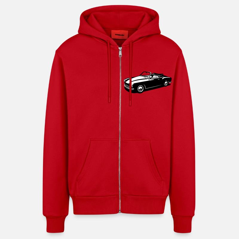 Cabriolet de voiture vintage 14 (2c) - Veste à capuche bio décontractée fabriquée en UE - rouge