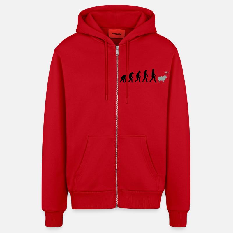 evolution mouton - Veste à capuche bio décontractée fabriquée en UE - rouge