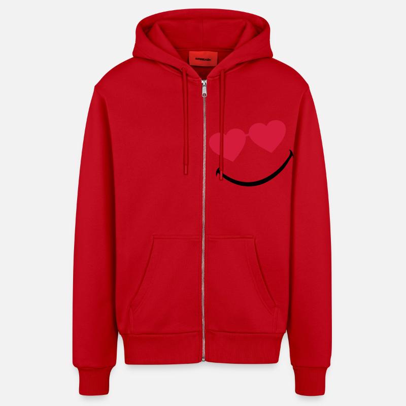 smileface_5 - Veste à capuche bio décontractée fabriquée en UE - rouge