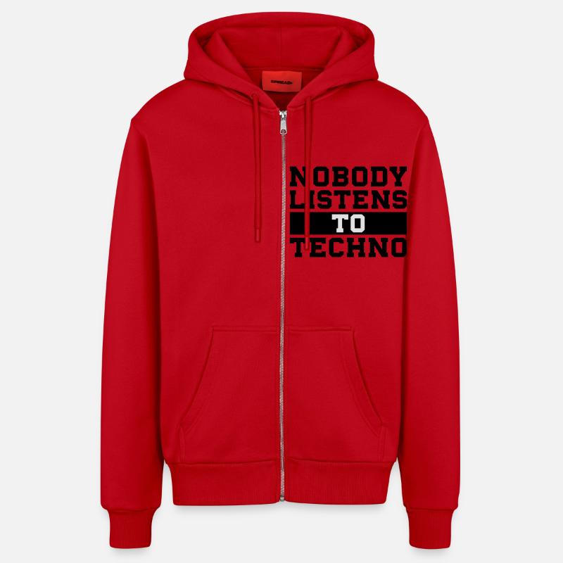 Personne n'écoute de la techno - Veste à capuche bio décontractée fabriquée en UE - rouge