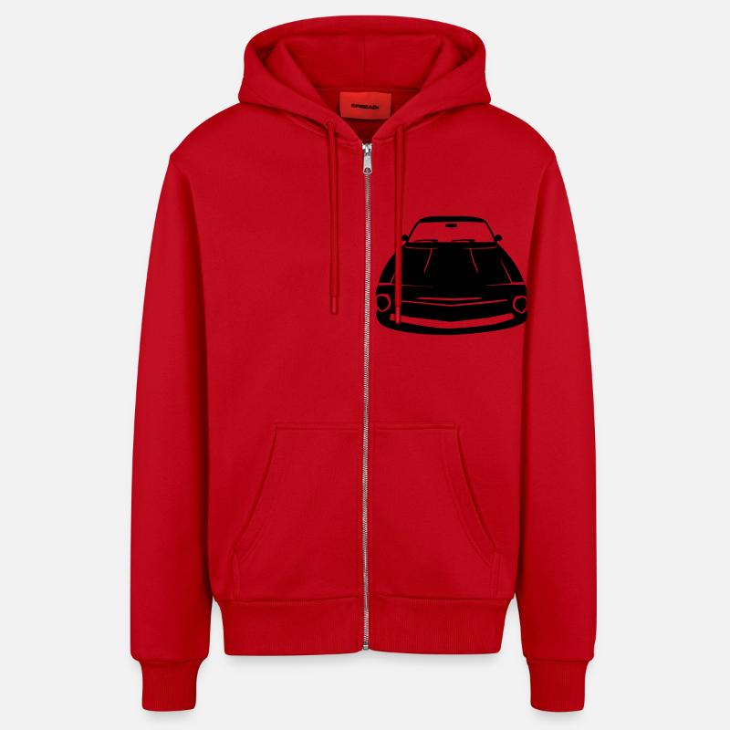 auto - Veste à capuche bio décontractée fabriquée en UE - rouge