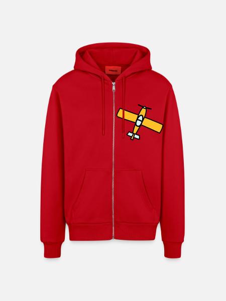 Airplane Design - Organic Relaxed Hooded Jacket Made in EU - red