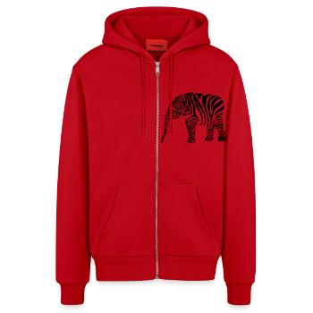 Zebrafant - Organic Relaxed Kapuzenjacke Made in EU - Rot - Vorne