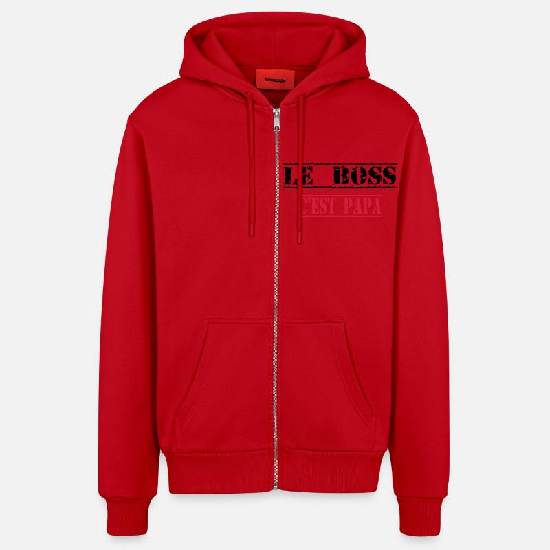 Le boss c'est papa - Veste à capuche bio décontractée fabriquée en UE - rouge