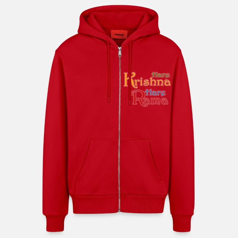 Hare Krishna Hare Rama - Veste à capuche bio décontractée fabriquée en UE - rouge