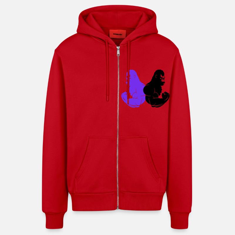 gorille - Veste à capuche bio décontractée fabriquée en UE - rouge