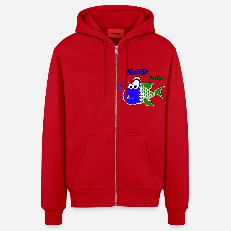 Poisson Blup Blup PG - Veste à capuche bio décontractée fabriquée en UE - rouge