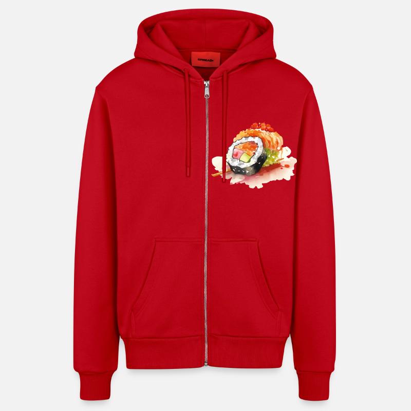 Sushi - Veste à capuche bio décontractée fabriquée en UE - rouge