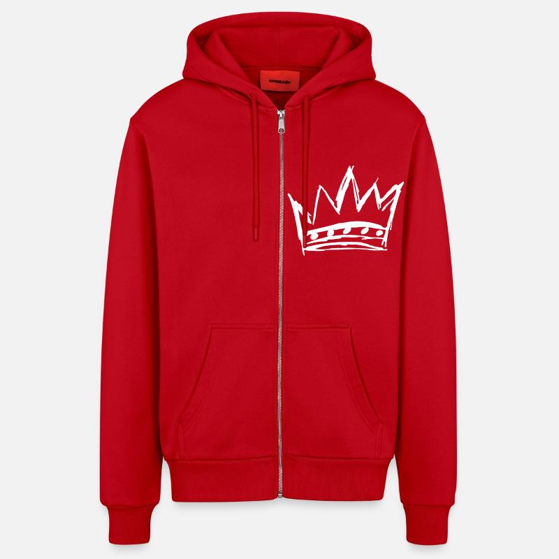 La couronne du style - Veste à capuche bio décontractée fabriquée en UE - rouge