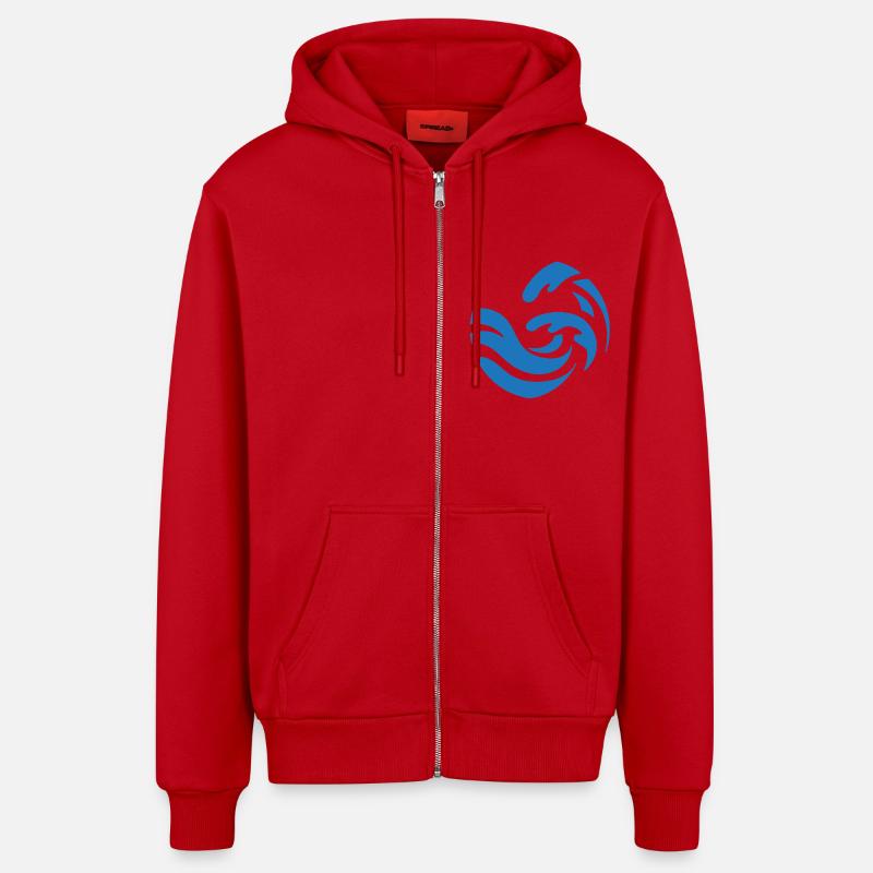 Conception simple de vague bleue - Veste à capuche bio décontractée fabriquée en UE - rouge