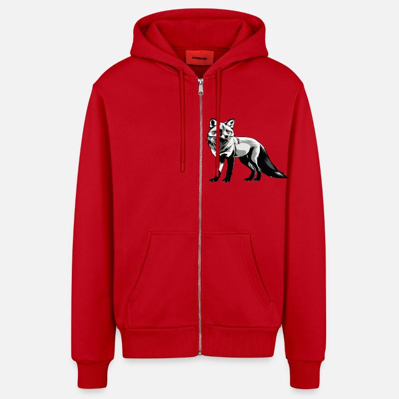 Renard - Conception d’animaux mignons - Veste à capuche bio décontractée fabriquée en UE - rouge