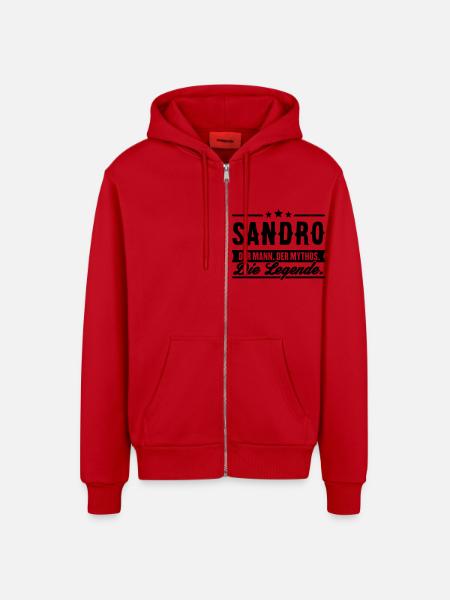 Man Myth Legend Sandro - Veste à capuche bio décontractée fabriquée en UE - rouge