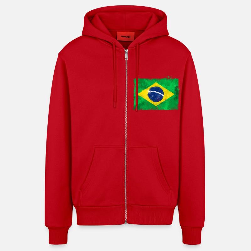 Brasil - Veste à capuche bio décontractée fabriquée en UE - rouge