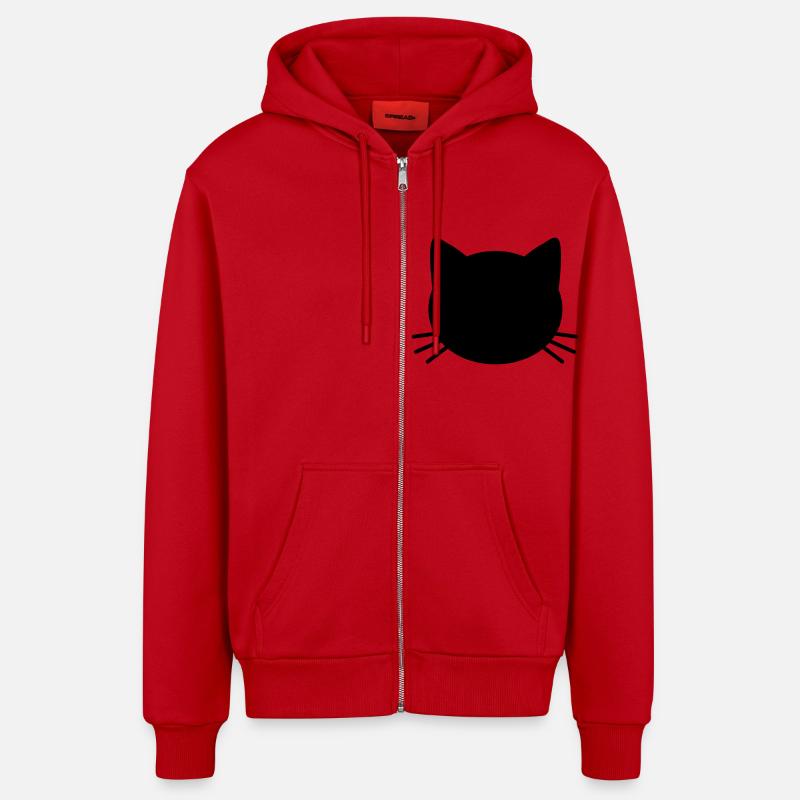 Cute Cat Face - Veste à capuche bio décontractée fabriquée en UE - rouge