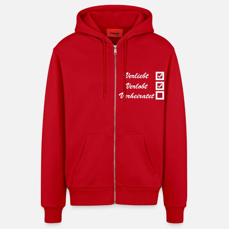 amour, engagé, marié - Veste à capuche bio décontractée fabriquée en UE - rouge