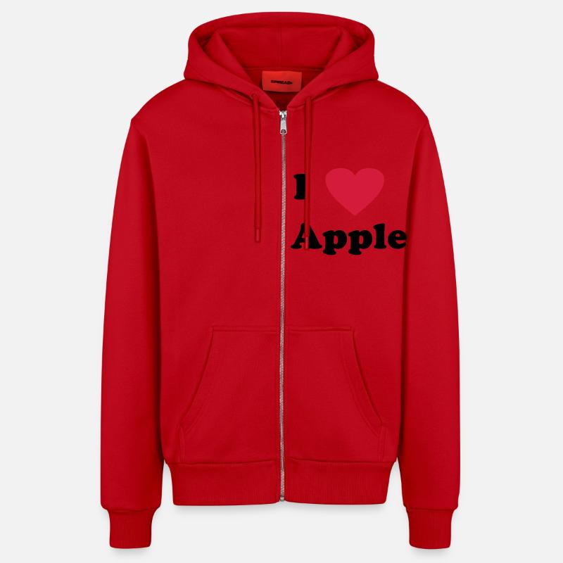 J’adore Apple - Veste à capuche bio décontractée fabriquée en UE - rouge