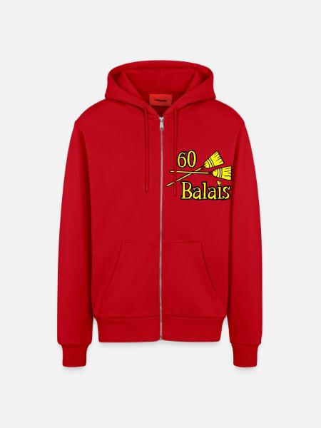 60 balais ans - Veste à capuche bio décontractée fabriquée en UE - rouge