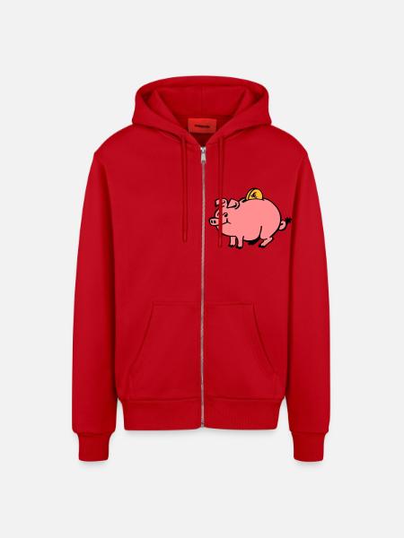 Sparbüchse - Organic Relaxed Kapuzenjacke Made in EU - Rot