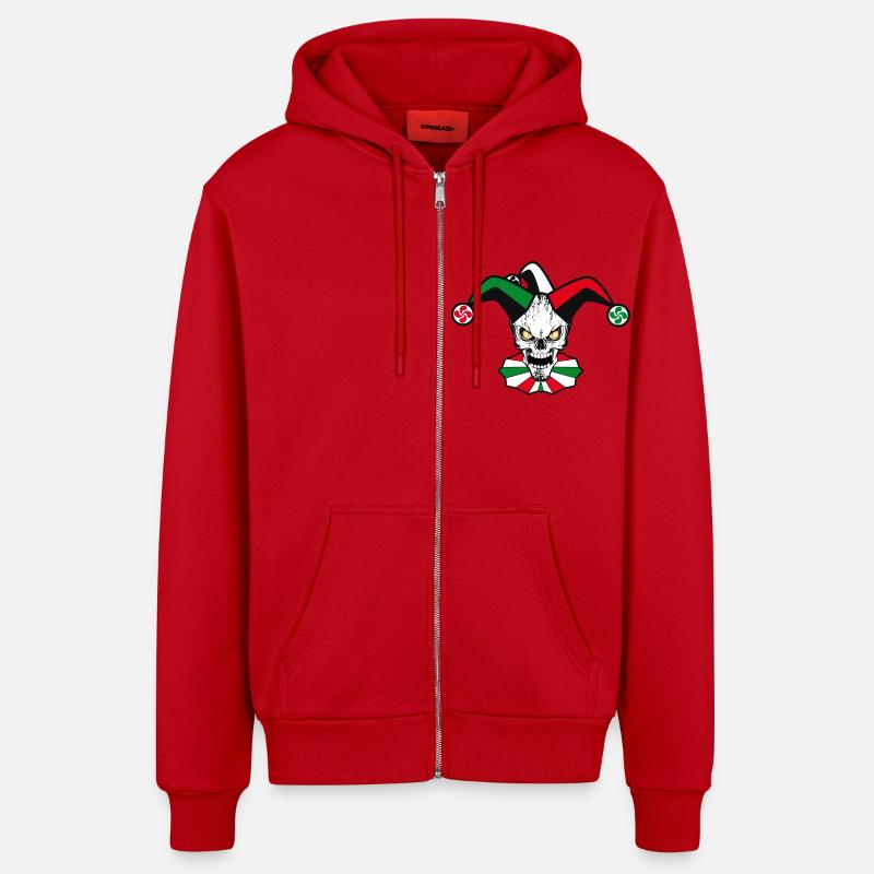 Basque skull Harlequin - Veste à capuche bio décontractée fabriquée en UE - rouge
