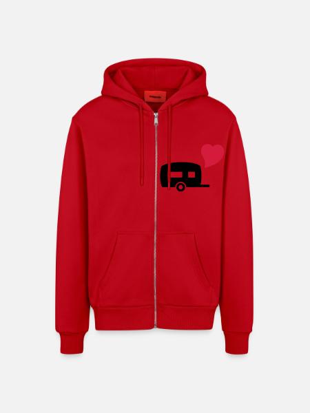 camping_love - Veste à capuche bio décontractée fabriquée en UE - rouge