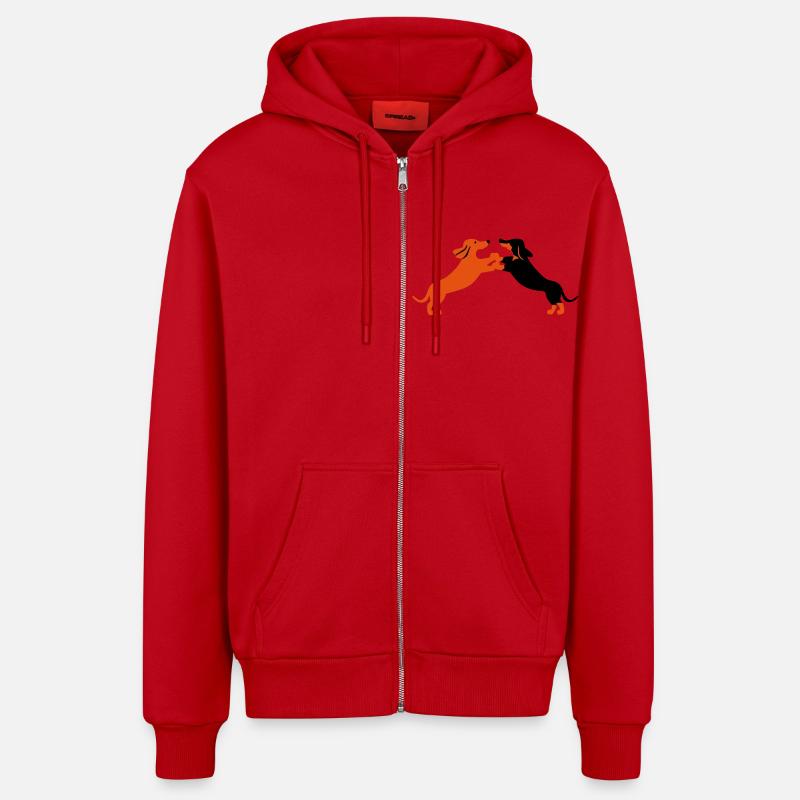 dog dancing teckel - Organic Relaxed Kapuzenjacke Made in EU - Rot