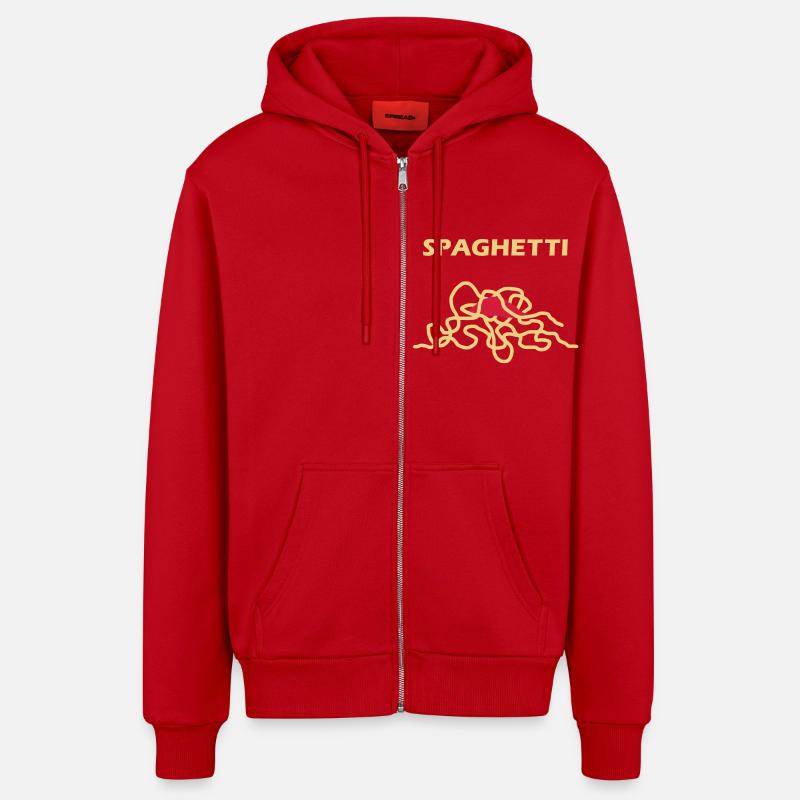 Spaghetti - V2 - Organic Relaxed Hooded Jacket Made in EU - red