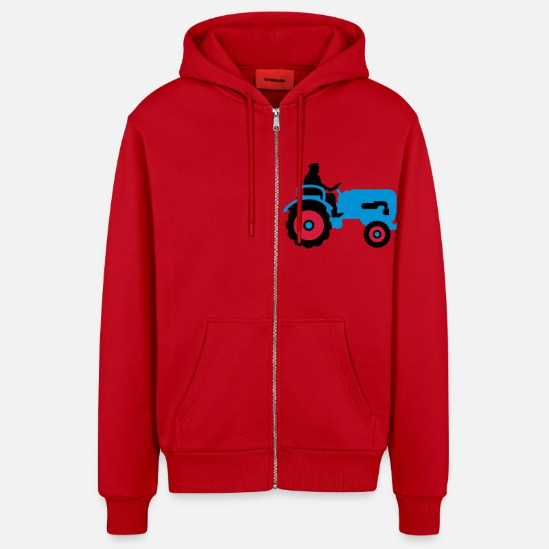 bauer_mit_traktor_032013_b_3c - Veste à capuche bio décontractée fabriquée en UE - rouge