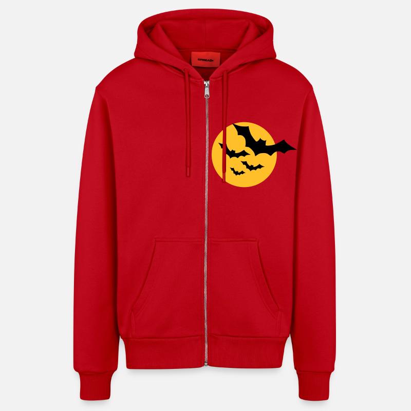 Bats - Organic Relaxed Hooded Jacket Made in EU - red