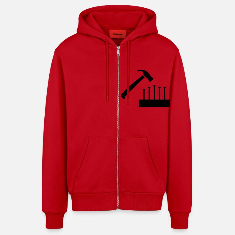 Marteau - Veste à capuche bio décontractée fabriquée en UE - rouge