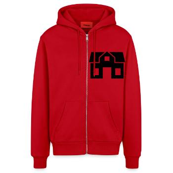 House - Organic Relaxed Hooded Jacket Made in EU - red - Front