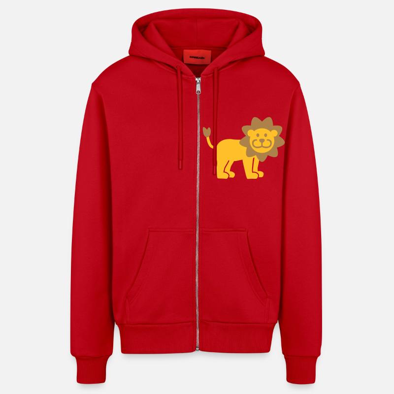 Lion - Veste à capuche bio décontractée fabriquée en UE - rouge