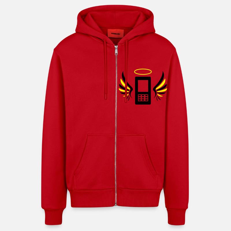 smartphone_engel_02 - Veste à capuche bio décontractée fabriquée en UE - rouge