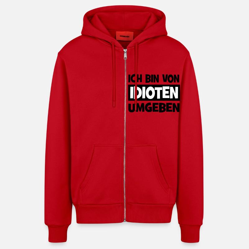 Ich bin von Idioten umgeben - Organic Relaxed Kapuzenjacke Made in EU - Rot