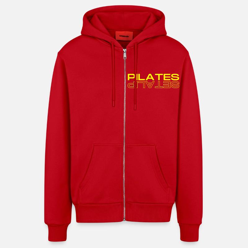 Miroir Pilates Reflet - Veste à capuche bio décontractée fabriquée en UE - rouge