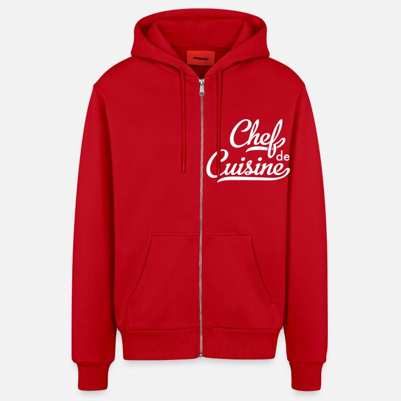 Chef de Cuisine - Veste à capuche bio décontractée fabriquée en UE - rouge