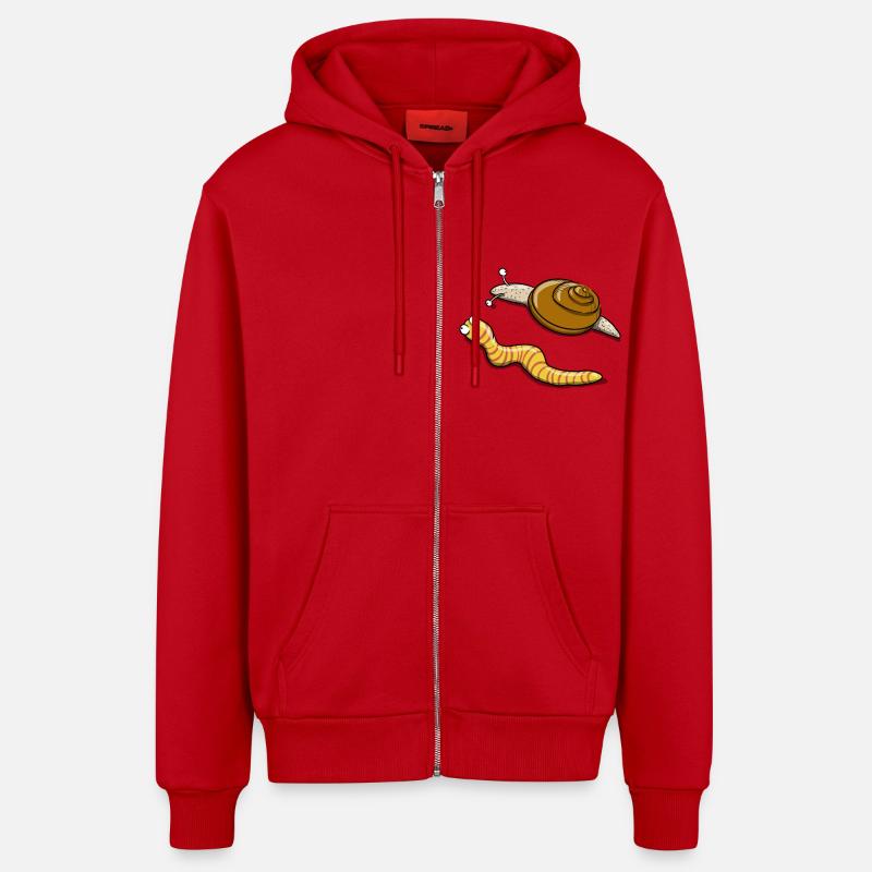 Escargot et chenille - Veste à capuche bio décontractée fabriquée en UE - rouge