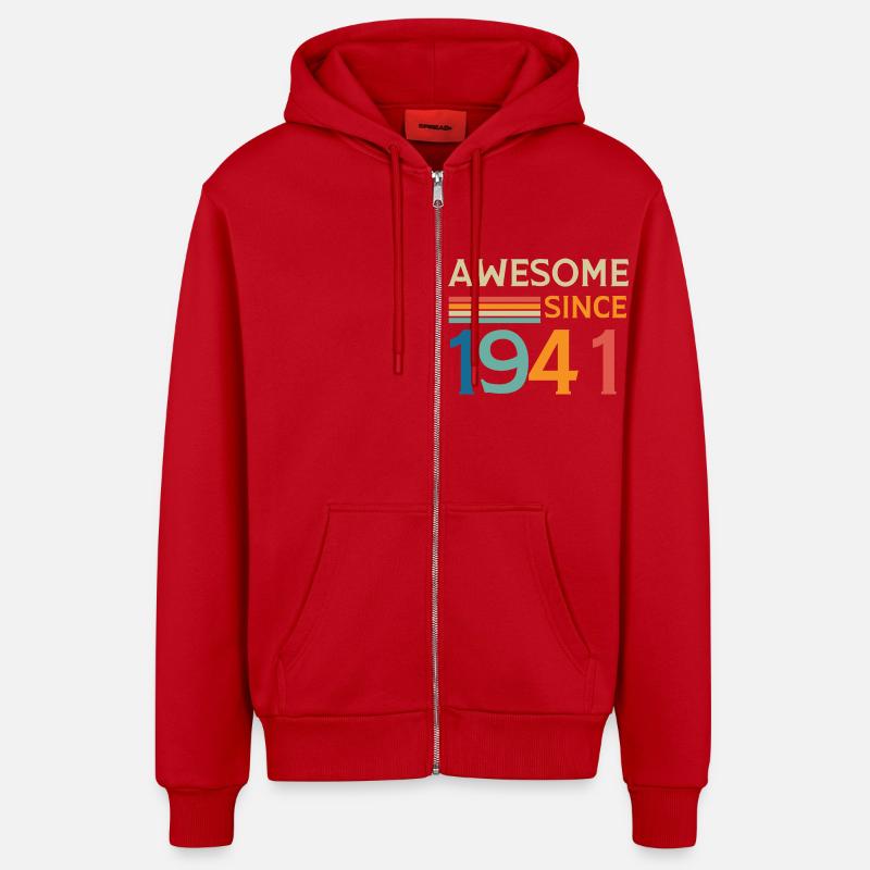 Awesome since 1941 - Veste à capuche bio décontractée fabriquée en UE - rouge