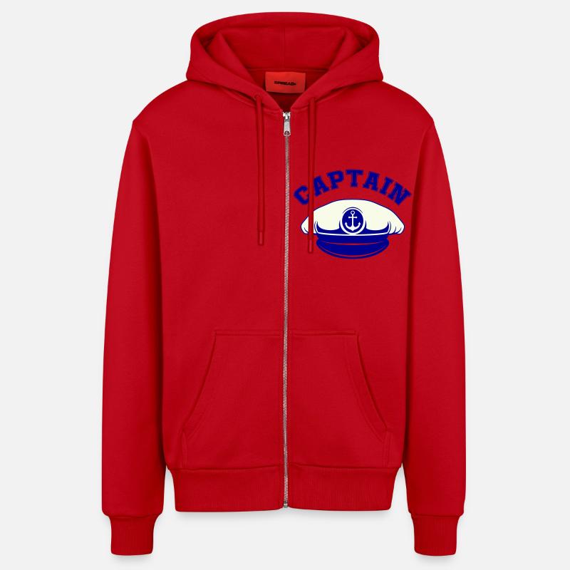 Casquette de marin Capitaine - Veste à capuche bio décontractée fabriquée en UE - rouge