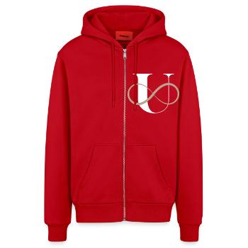 Infinite Letter u - Organic Relaxed Hooded Jacket Made in EU - red - Front