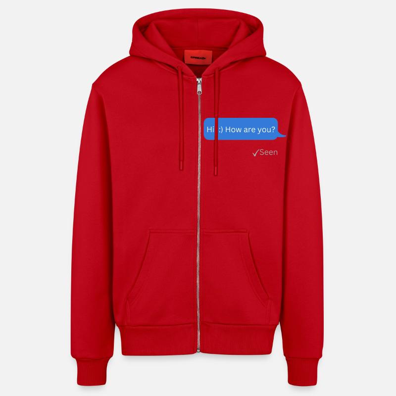 Salut! Comment vas-tu? - Veste à capuche bio décontractée fabriquée en UE - rouge