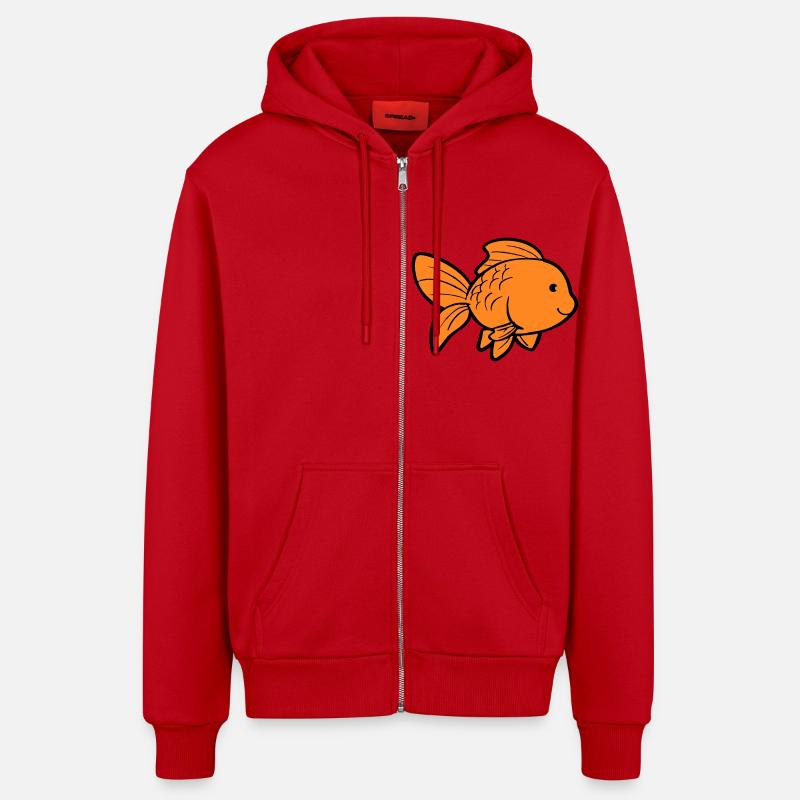 Poisson Poisson Rouge - Veste à capuche bio décontractée fabriquée en UE - rouge