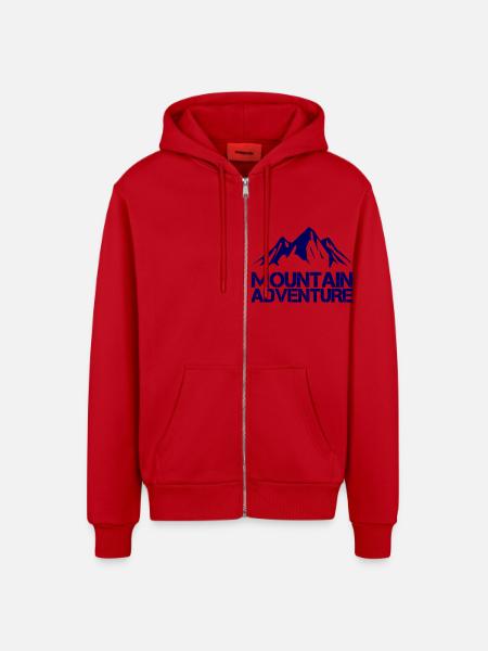 Mountain Adventure - Organic Relaxed Hooded Jacket Made in EU - red