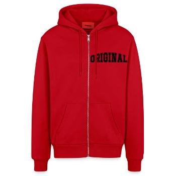 original - Organic Relaxed Hooded Jacket Made in EU - red - Front
