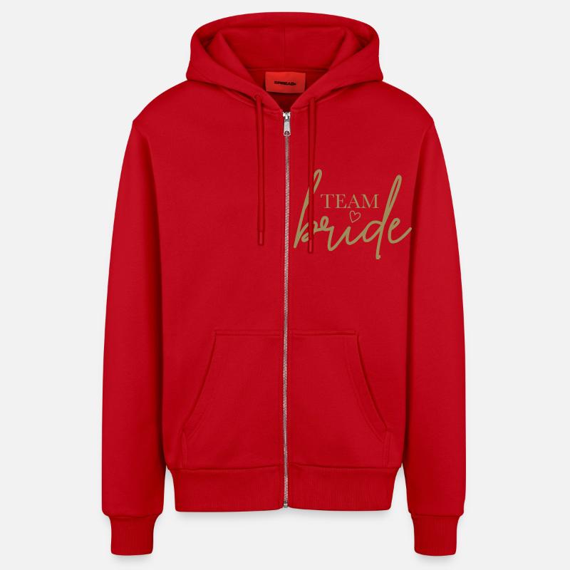 L’équipe Bride with Heart - Veste à capuche bio décontractée fabriquée en UE - rouge