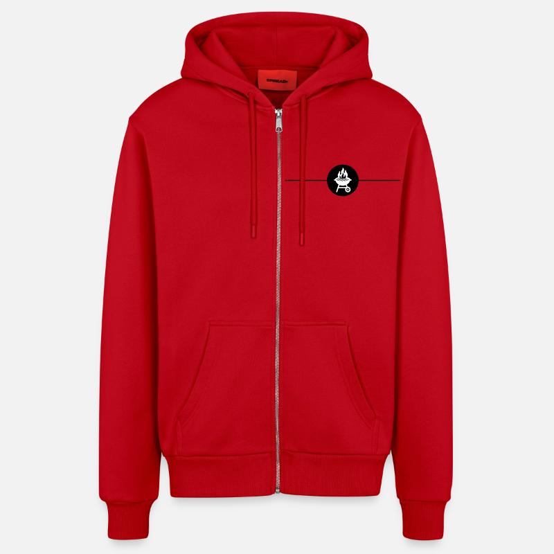 Grill Symbol Grilling Line - Organic Relaxed Hooded Jacket Made in EU - red