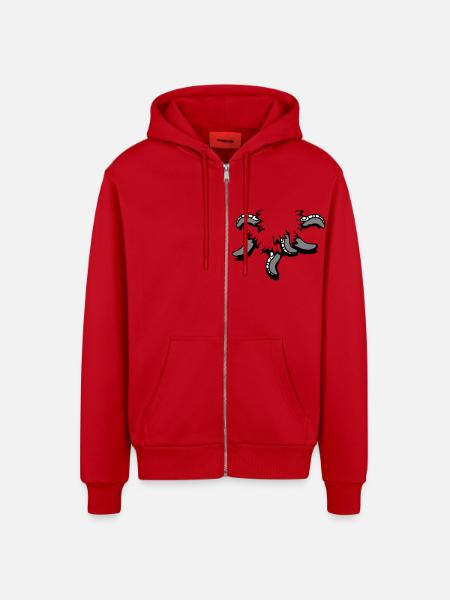 Tentakel, Octopus, Monster, Verscheurd Shirt, Alien - Organic relaxed ziphoodie made in EU - rood