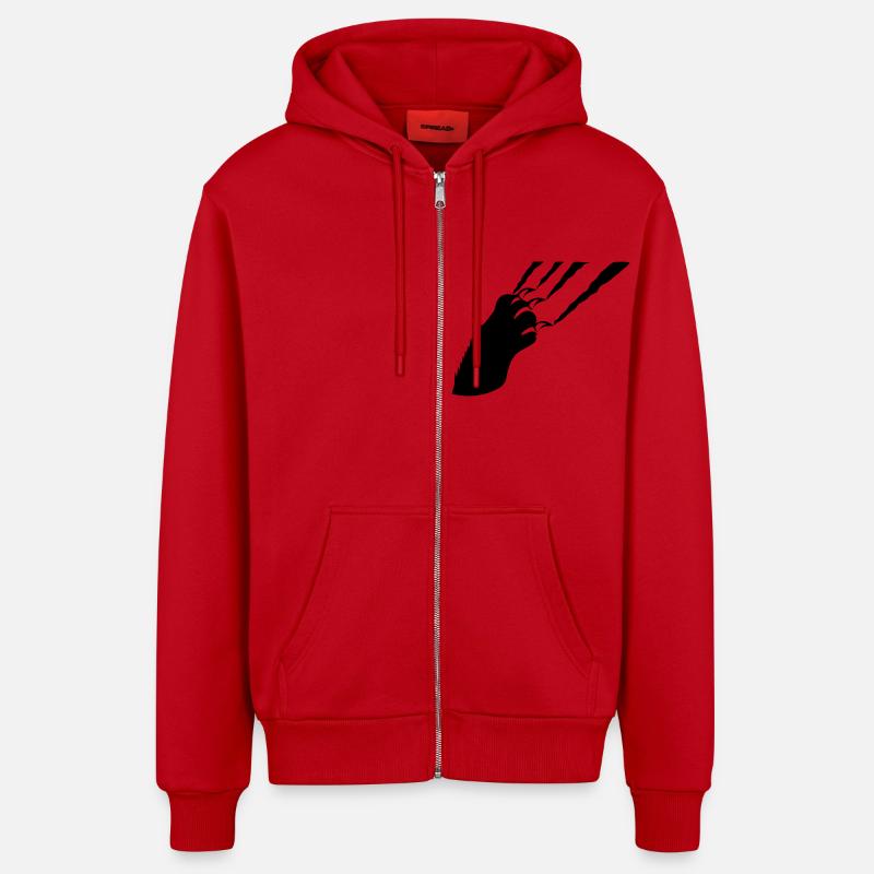 griffe de l'animal - Veste à capuche bio décontractée fabriquée en UE - rouge