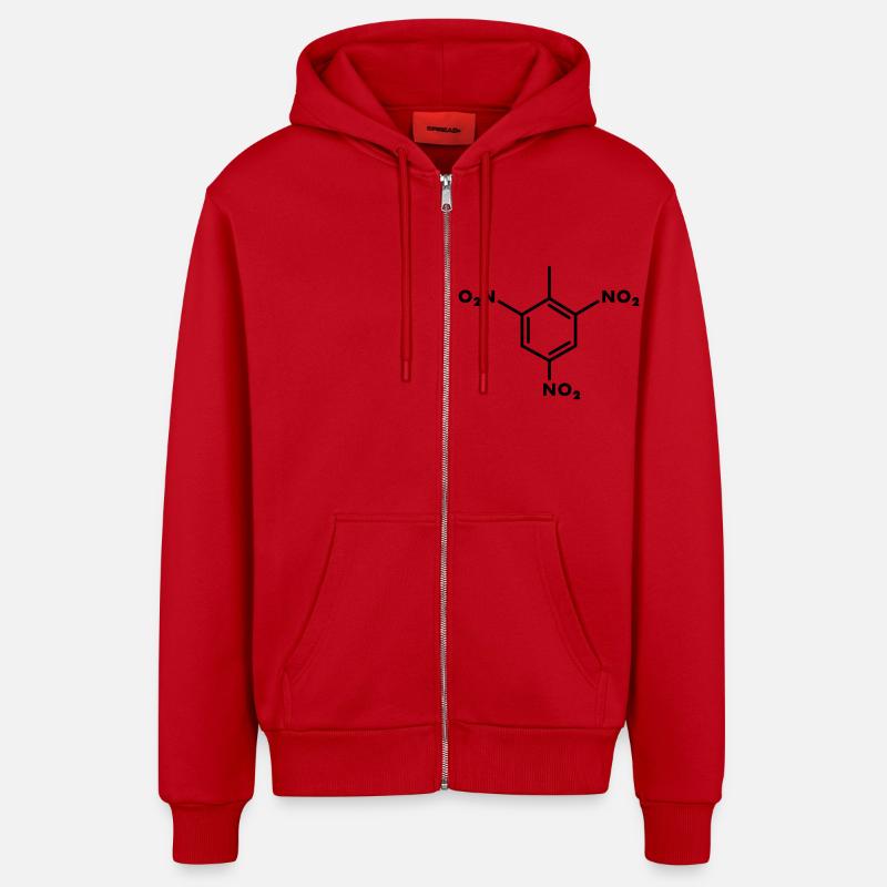 TNT molecule - Organic Relaxed Hooded Jacket Made in EU - red