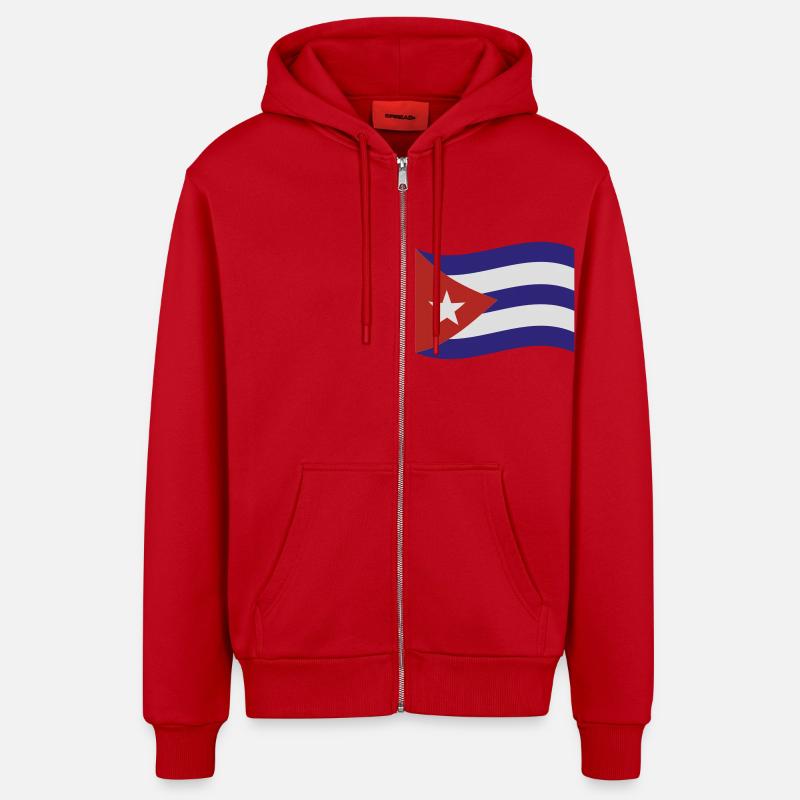 Cuba - Veste à capuche bio décontractée fabriquée en UE - rouge